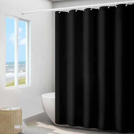 Rideau de Douche, Anti Moisissure, Crochets, Baignoire, Imperméable, 180x180cm (Noir) (1/5)