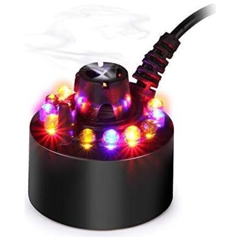 Couleur Changeante 12 lumières LED brumisateur Eau Fontaine étang Fogger air humidificateur atomiseur avec Adaptateur Secteur (Noir) (1/5)