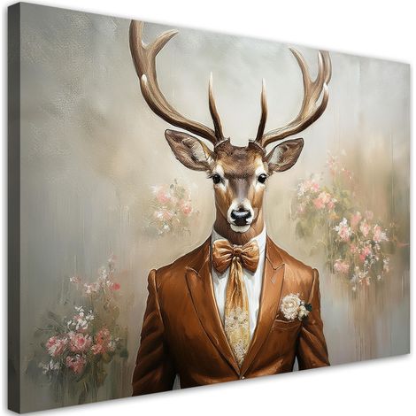 Tableau déco Costume de cerf Fleurs rétro 60x40 (1/5)