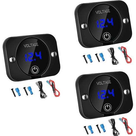 3x 12V Voltmeter mit Kontaktschalter und Digitalanzeige, wasserdicht, für Boote, LKWs und Quads. (1/5)