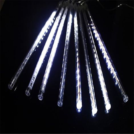 30cm 8 Tubes Bande Fée LED Guirlande Lumière Douche Pluie Romantique Noël Jardin Décorations - Blanc (1/2)
