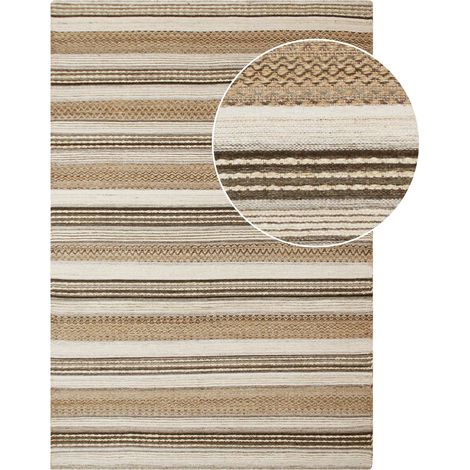 Tappeto Morena in iuta e lana tessuto a mano naturale e grigio 160x230 cm (1/4)