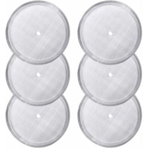 Paquet de 6 filtres à tamis de rechange pour presse française - Filtres à mailles réutilisables en acier inoxydable - Pour cafetières à pression françaises universelles de 1000 ml / 34 oz / 8 tasses (1/5)
