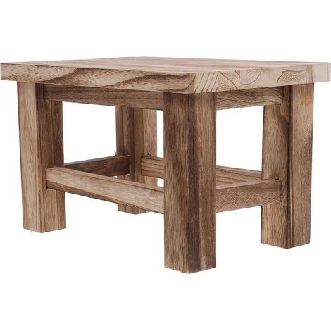 Tabouret Court en Bois Massif Léger Brûlé, 1 Pièce, Tabouret Polyvalent pour S’asseoir et Marchepied, Petit Banc Compact pour Garçon et Filles et Adultes, pour Salon, Entrée (1/5)
