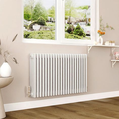 AICA 600x1010mm White Horizontal Traditional Radiator Cast Iron 4 Column Heating UK (1/5)