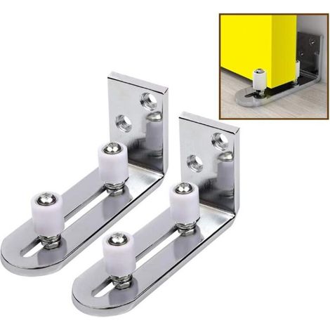 (2pcs)Argent Guide au Sol 2 Paquet Porte Coulissante Guide de Porte Montage Mural Roulements à Billes à Guidage (1/5)