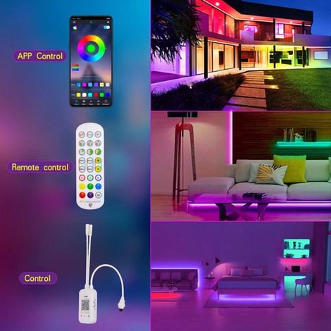 GROOFOO Ruban LED 15M,Bluetooth Bande LED 5050 RGB 12V 270 LED Lumineuse,Contrlé par APP,IR Télécommande et Contrleur pour Maison,Chambre,Television,Decoration D'armoire,Fête,Mariage (1/4)