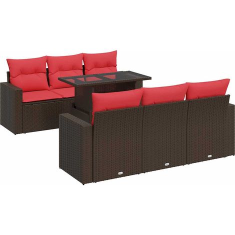 Maison Exclusive - Juego Sofá Jardín 7 Piezas con Cojines Marrón