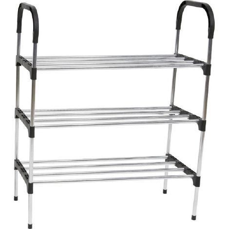 TrAdE Shop Traesio - Scarpiera In Metallo Plastica 3 Livelli 57x26x66cm Salvaspazio Porta Scarpe Casa - (1/2)