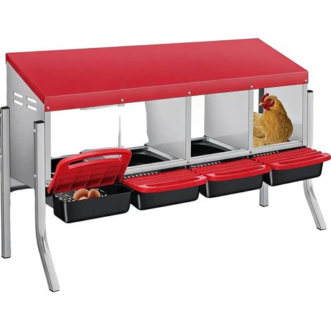 Nido per galline, design antigoccia, installazione flessibile, rosso, ventilatore a quattro mani + supporto (1/2)