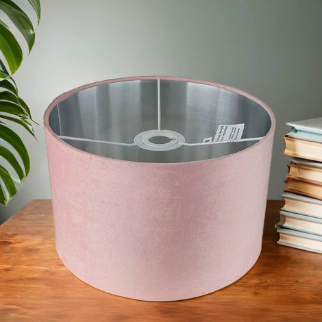 Lampenschirm für Hängeleuchten Stoff rund Ø 28 cm in Pink Silber gebürstet Modern Glasschirm
