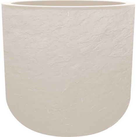 EDA – Pot de fleurs rond en plastique 67L – Ø 50 cm – Beige calcaire – Zone de rétention d'eau intégrée – Anti-UV – Pour intérieur/extérieur (1/3)