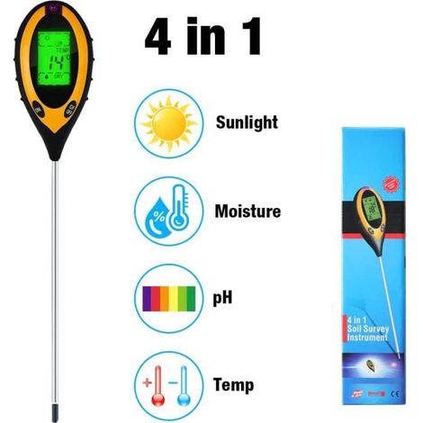 Testeur de sol 4 en 1 - pH, humidité, lumière, température (1/4)