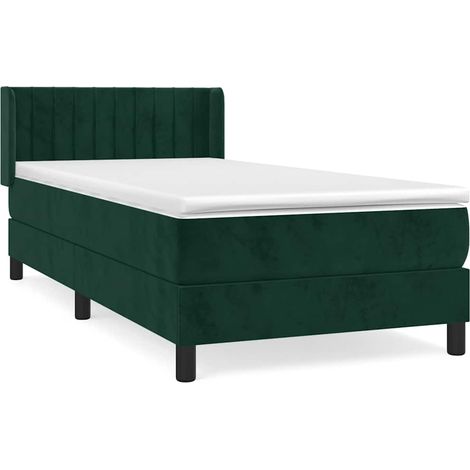 Lit simple  Lit adulte  Sommier à lattes de lit avec matelas Vert foncé 90x190 cm