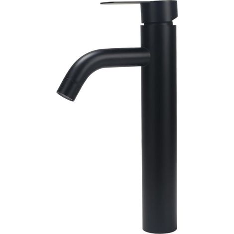 Robinet Lavabo Haut - Acier Inoxydable 304 - Contrôle Eau Chaude Froide - Hauteur 29 cm - Noir (1/5)