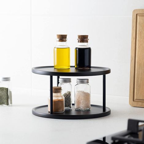 Plateau tournant épice - Tourniquet à épices Double étage Ø 27,5 cm Rotatif 360° - Plateau Rangement Placard Cuisine frigo Salle de Bain (1/5)