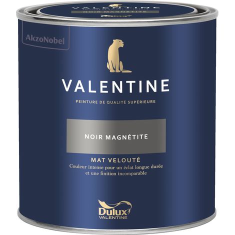 Dulux Valentine Peinture intérieure de haute qualité - Valentine - Couleur intense & pouvoir couvrant élevé - Mat Velouté Noir Magnétite 0,5 L