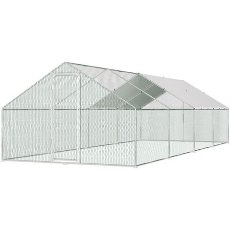 Wolketon Enclos 3×8×2 m – Poulailler en métal accessible, 24 m² de surface, porte verrouillable, parc extérieur pour poules, petits animaux et plantes