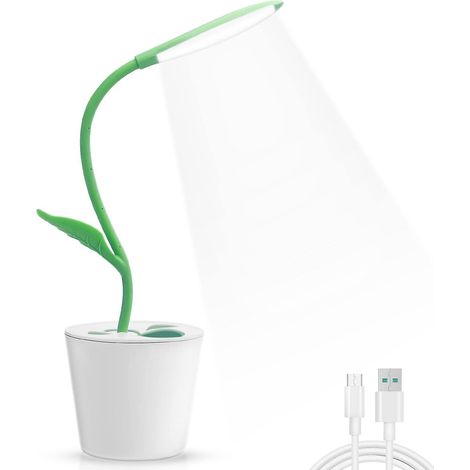 Lampe de bureau pour enfants, jolie lampe de table végétale pour enfants, étudiants et adultes, mini lampe verte flexible en forme de U (1/5)