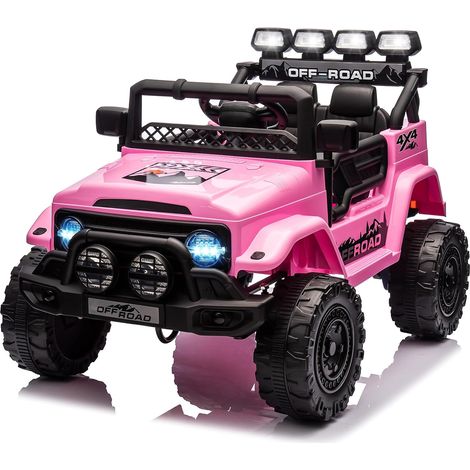 Voiture Électrique 12V, Véhicule Électrique avec Télécommande 2,4G, 3 Vitesses, Musique & LED & Klaxon, Auto Électrique pour Enfants 3+ Ans Rose (1/5)