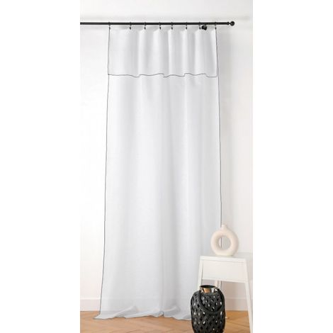 Voilage aspect lin bourdon noir 140x295cm – 54% polyester, 46% lin – Œillets métalliques – Fabrication française – Linder (1/2)