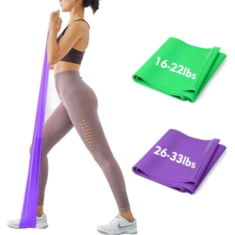 Fitnessband Bandes de Gymnastique, 2 résistances Levels 8-10kg/12-15kg, Long 1,8/2,0M Bandes de résistance Exercice élastiques pour Yoga Pilates Crossfit rééducation (1/5)