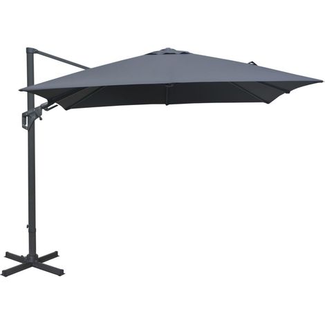 Parasol déporté orientable 300 x 300 cm – Toile polyester 250 gr/m² – Structure aluminium – Rotation 360° – Pied à lester – Proloisirs (1/4)