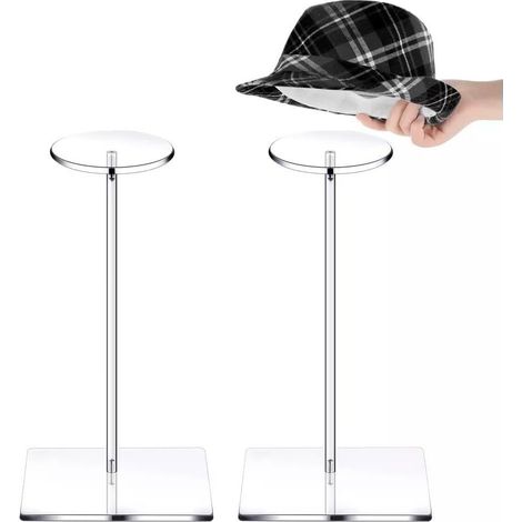 2 Sets transparenter Acryl-Hut- und Perückenständer, Hutständer, Hantelständer, Perückenständer, Hutständer, Uhr