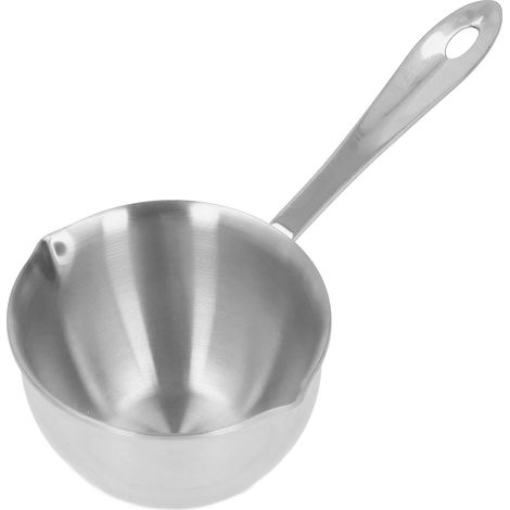 Casserole à Lait émaillée, Chauffe-lait au Beurre en Acier Inoxydable avec Bec Verseur Double pour Cuisinières à Gaz électriques à Induction(Argent) (1/5)