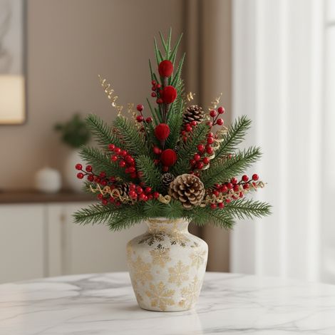 Ramo artificiale vellutato di natale in poliestere per decorazioni natalizie, da 74 cm (1/5)