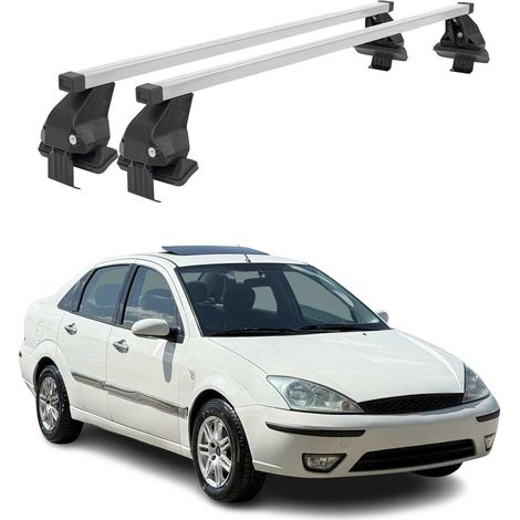 OMAC Dachträger Querträger Stahl für Ford Focus I Kombi 1998-2005 – Abschließbar – City-Crash-getestet – DIN 75302:2019 – ISO/PAS 11154:2006 – Max. 50 kg Silber (1/5)