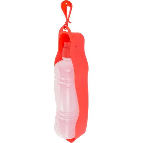Reisetrinkflasche für Haustiere 400ml Wasserspender Trinknapf Trinkflasche Napf - rot (1/3)