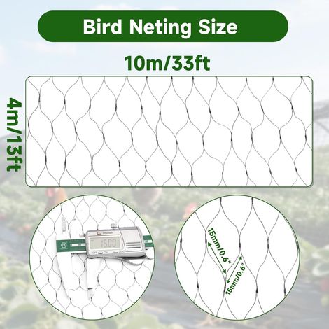 KINGLAKE Filet pour Jardin 4x10m - Noir Filet Anti-Oiseaux, Filet de Protection pour Protéger Les Arbres fruitiers, Les légumes, Les Cultures, Les Pois et Les Haricots, Mailles Fines de 15 x 15 mm (1/4)