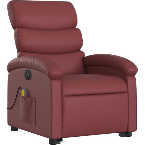 Sillón de relajación con función de masaje y sillón reclinable en PVC rojo burdeos DEC027830 (1/5)