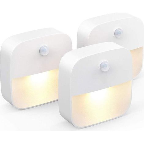 Veilleuse LED, veilleuse murale autocollante avec détecteur de mouvement, idéale pour la salle de bain, la chambre ou le couloir, blanc chaud. (1/5)