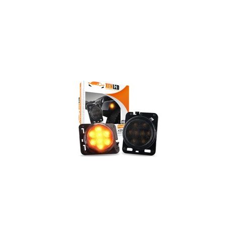 Clignotants latéraux LED Jeep Wrangler JK JKU Rubicon Unlimited (2007 à 2018) - Version Fumée - Répétiteur CANBUS (1/5)