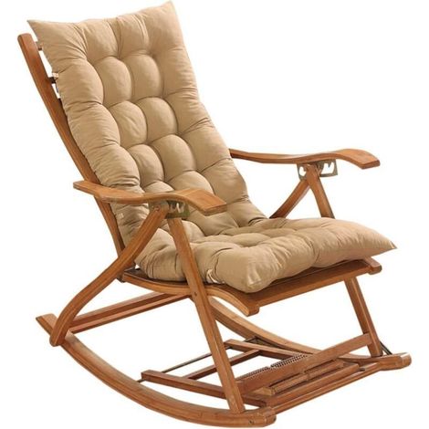 Coussin de chaise longue, épais et large, pour fauteuil à bascule de jardin, inclinable et relaxant, en rotin, pour intérieur et extérieur, couleur camel, 48 x 120 cm (1/4)