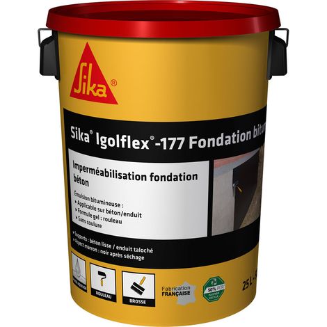 Sika – Enduit d’imperméabilisation IGOLFLEX® 177 – 25 Litres – noir – Pour béton – Application en milieu humide