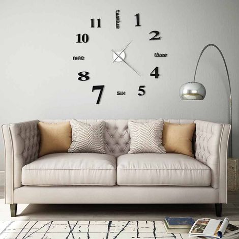 vidaXL Horloge murale 3D Design moderne 100 cm XXL Noir (1/4)