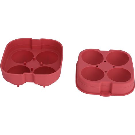 Moule à glaçons en silicone pour faire soi-même des glaçons sphériques, idéal pour la maison, le bar, les fêtes et les cocktails. Couleur : Pastèque rouge, 4 trous, 60 mm. (1/5)