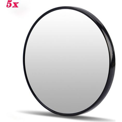 Miroir de maquillage rond portable avec ventouse et loupe (x5), (1/5)