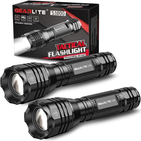 Lampe Torche LED Ultra Puissante 2 Pièces, 5000 Lumens 5 Modes Mini Lampe De Poche LED Ultra Puissante, IP65 Étanche Zoomable Lampe Tactique Aluminium pour Enfant Camping Urgences (1/5)