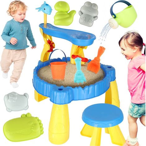 Tavolo per sabbia e acqua con accessori per binari a due livelli (1/5)