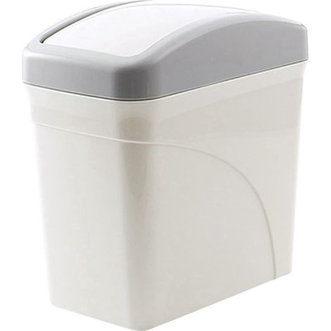 Poubelle de bureau Miniature Couvercle basculant PP blanc compact 17x10x17.5cm pour maison salle de bain (1/5)