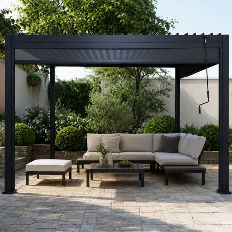 Pergola bioclimatica manuale 4x3 mt per giardino Senza tende (1/4)