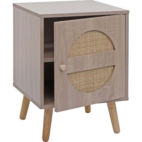 Comodino tavolino due vani portaoggetti in legno effetto rovere kubu e MDF 56x40x40 cm 040008529