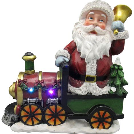 Light Up Christmas Train Santa Figurine (Xmas LED Ornament Decoration) (1/4)