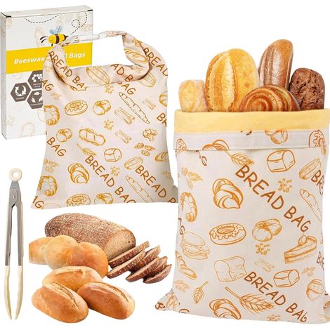 Sacs à Pain Premium - 100% Coton & Cire d'Abeille, Reste Frais Jusqu'à 3 Fois Plus Longtemps, Grand Sac à Pain Cire d'Abeille Réutilisable, Accueille Parfaitement Vos Pâtisseries(1PC) (E)