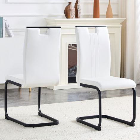 Lot de 2 chaises blanches en polyuréthane, forme arquée, style minimaliste contemporain (1/5)