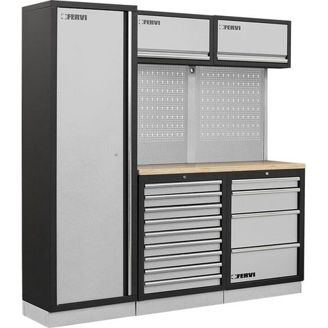 Mobilier modulable meuble d'atelier armoires tiroirs Fervi a007q